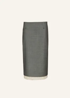 Lace trim midi skirt in grey