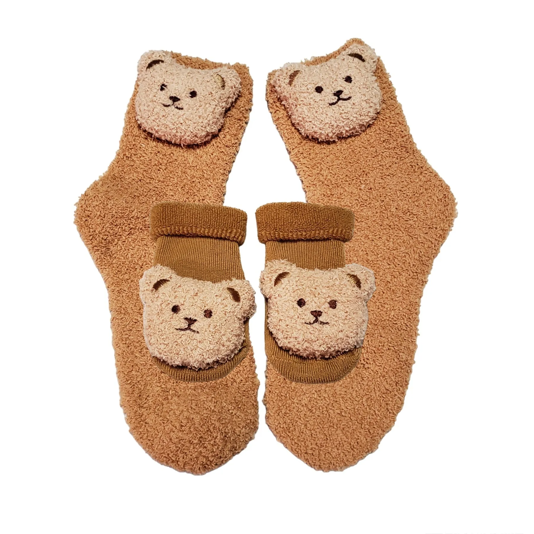 Light Brown Teddy Bear Mommy and Me Matching Socks