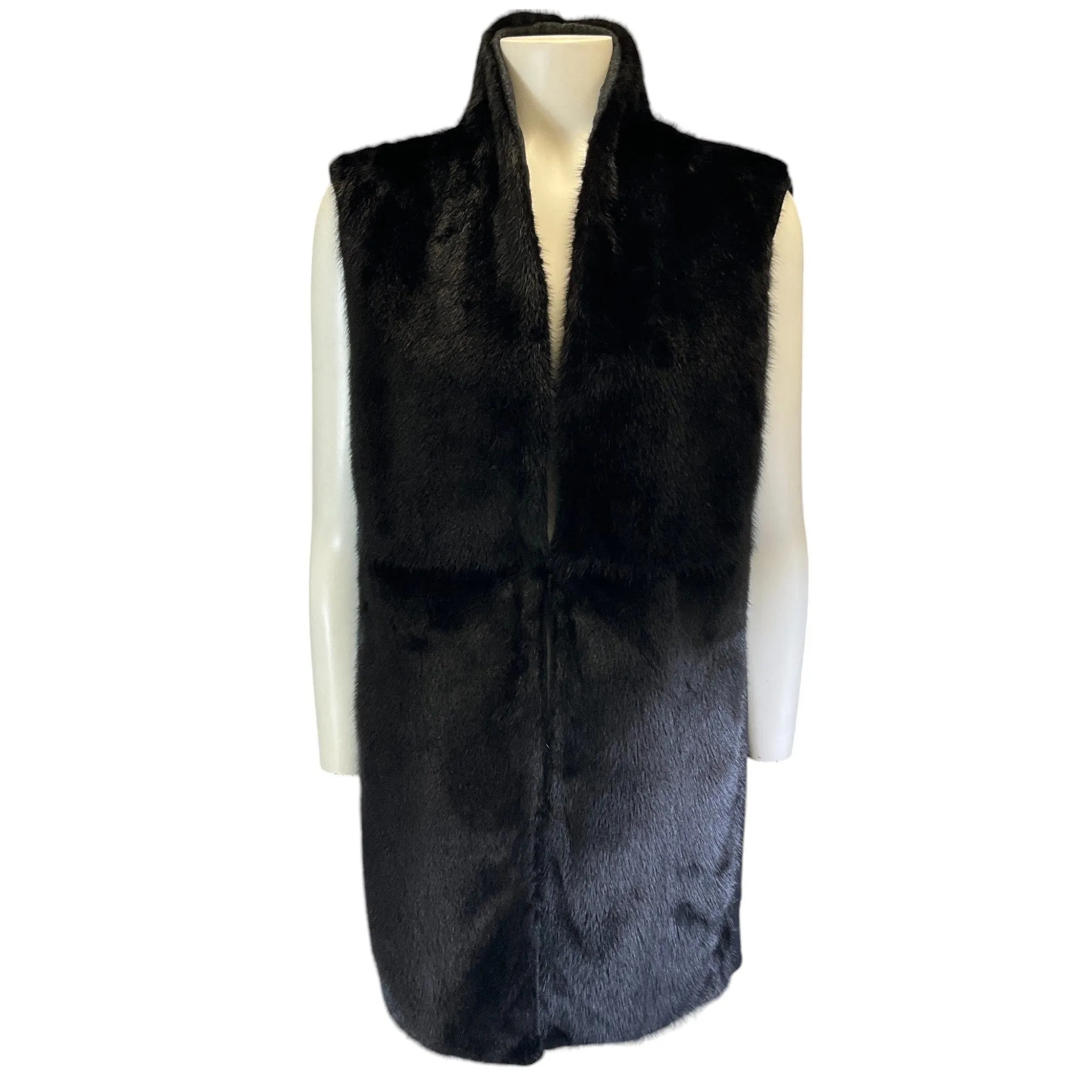 Linda Richards Luxury Black Mink Fur and Wool Vest