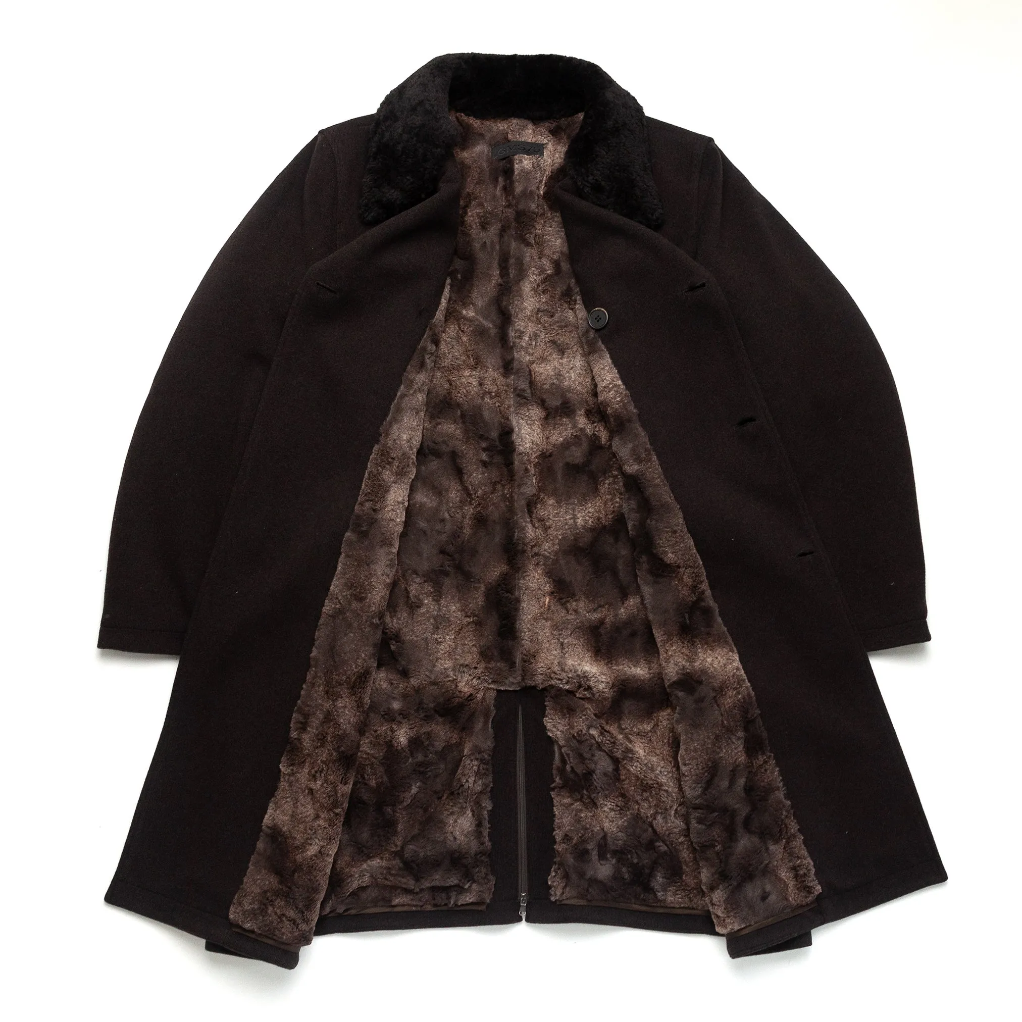 Lined Double Breasted Packer Coat in Dark Brown