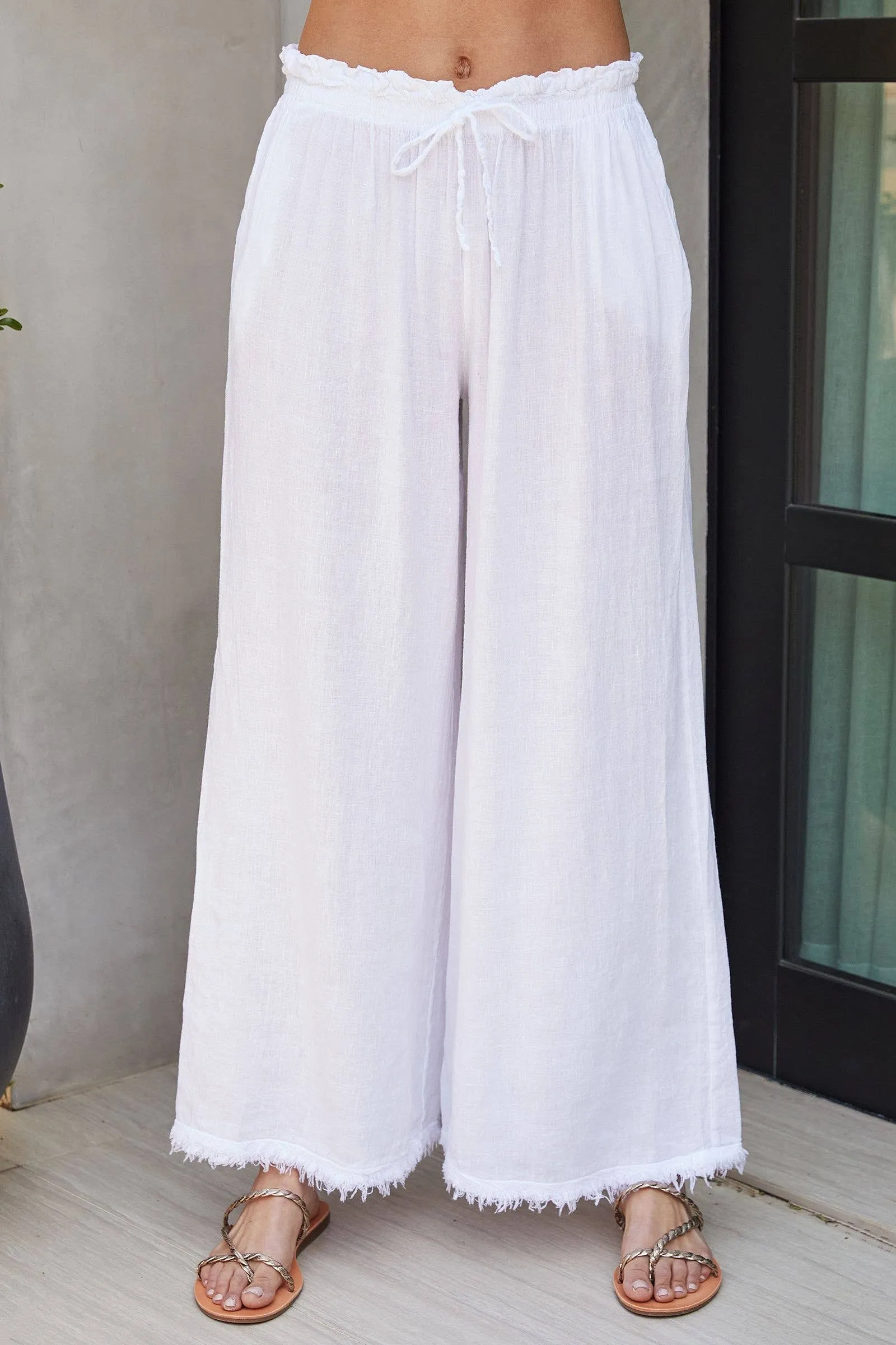 Linen Fringe Hem Pant