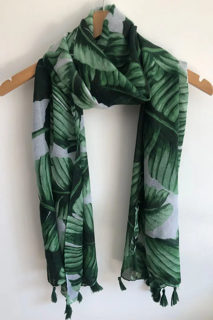 Louche Hec Green Banana Print Scarf