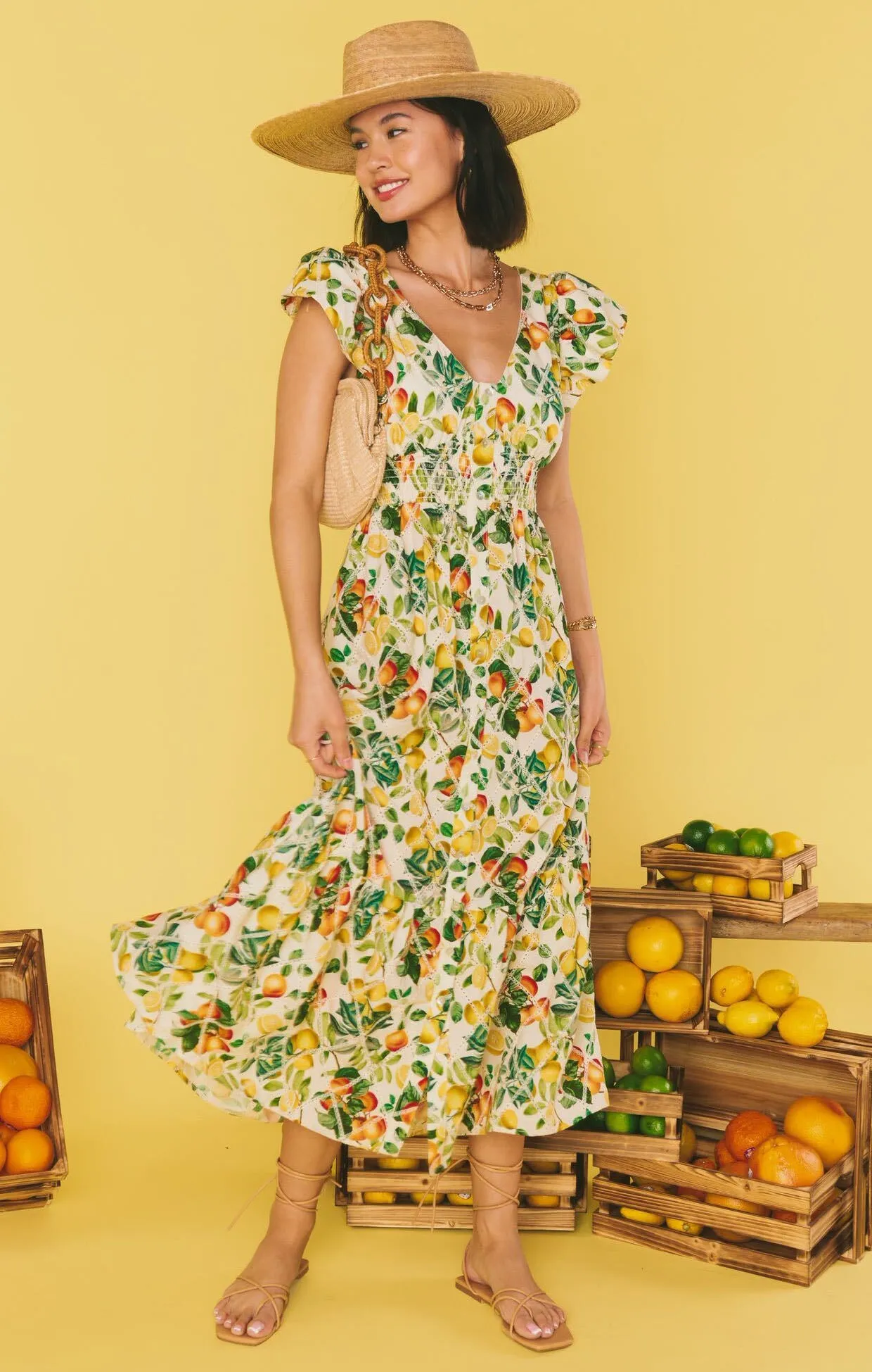 Lunch Date Midi Dress ~ Citrus in Georgia