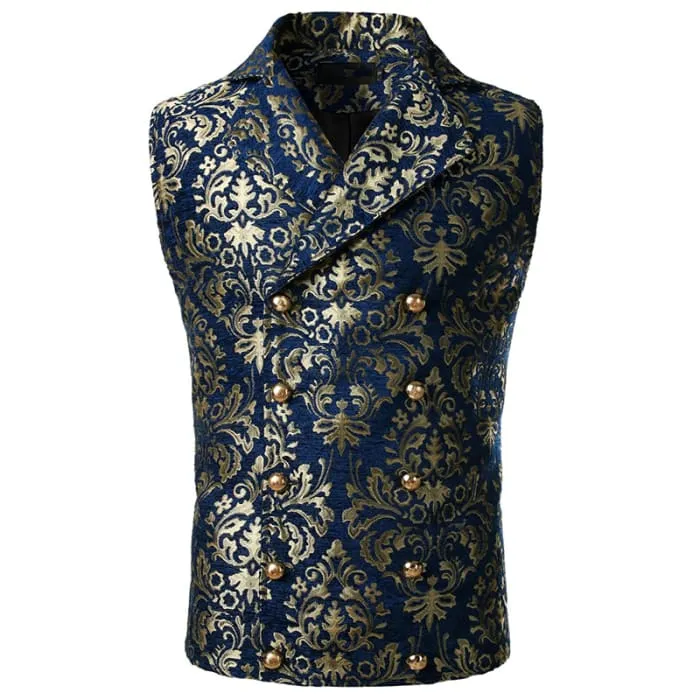 Luxury Brocade Victorian Gothic Double Breasted Men Vest