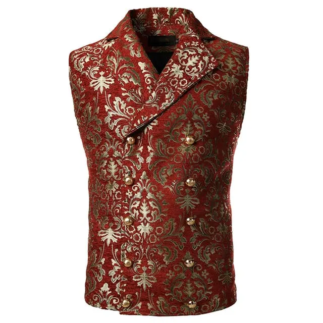 Luxury Brocade Victorian Gothic Double Breasted Men Vest