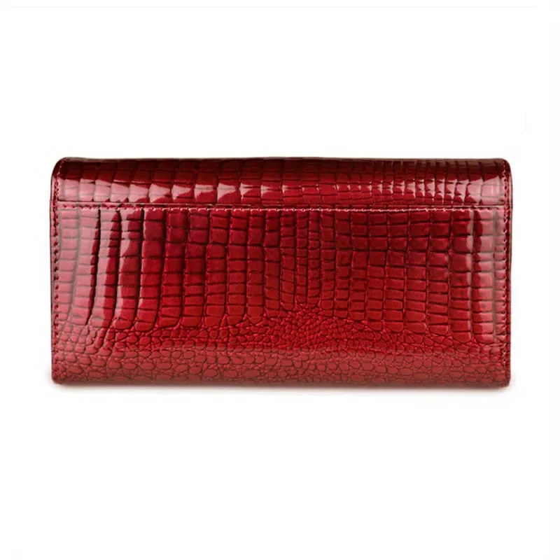 Luxury Crocodile Pattern Wallet, Genuine Credit Card Holder, Women's Fashion Coin Purse