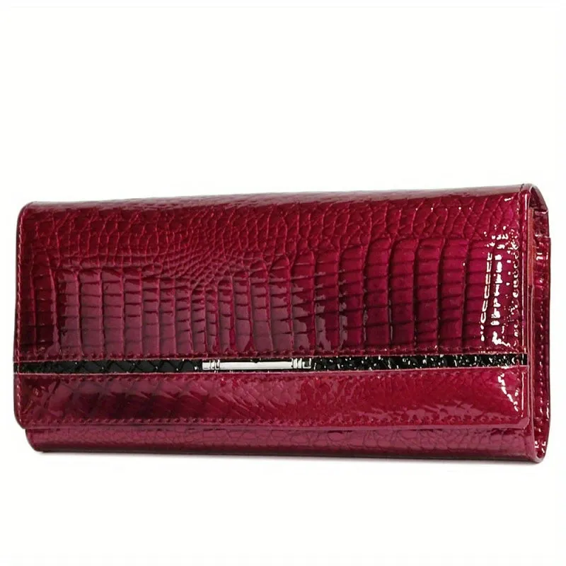 Luxury Crocodile Pattern Wallet, Genuine Credit Card Holder, Women's Fashion Coin Purse