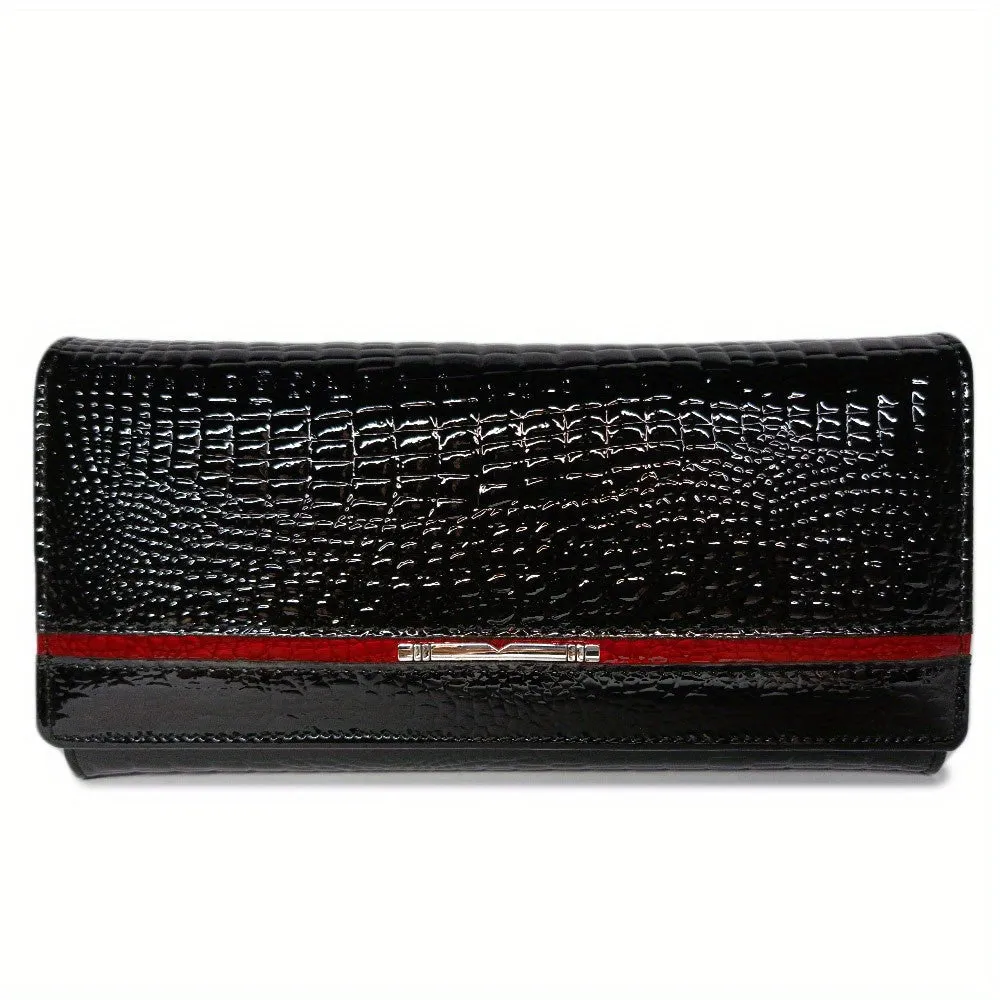 Luxury Crocodile Pattern Wallet, Genuine Credit Card Holder, Women's Fashion Coin Purse