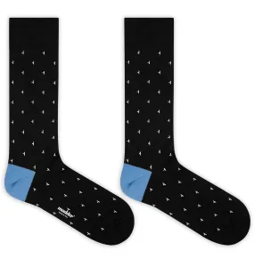 Madder Socks - Nighthawk - Black / White / Cornflower Blue