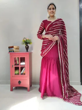 Maroon Lehenga Saree in Georgette With Sequence Work