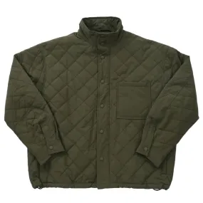 Men's Argyle Quilted Military Style Jacket with Stand Collar