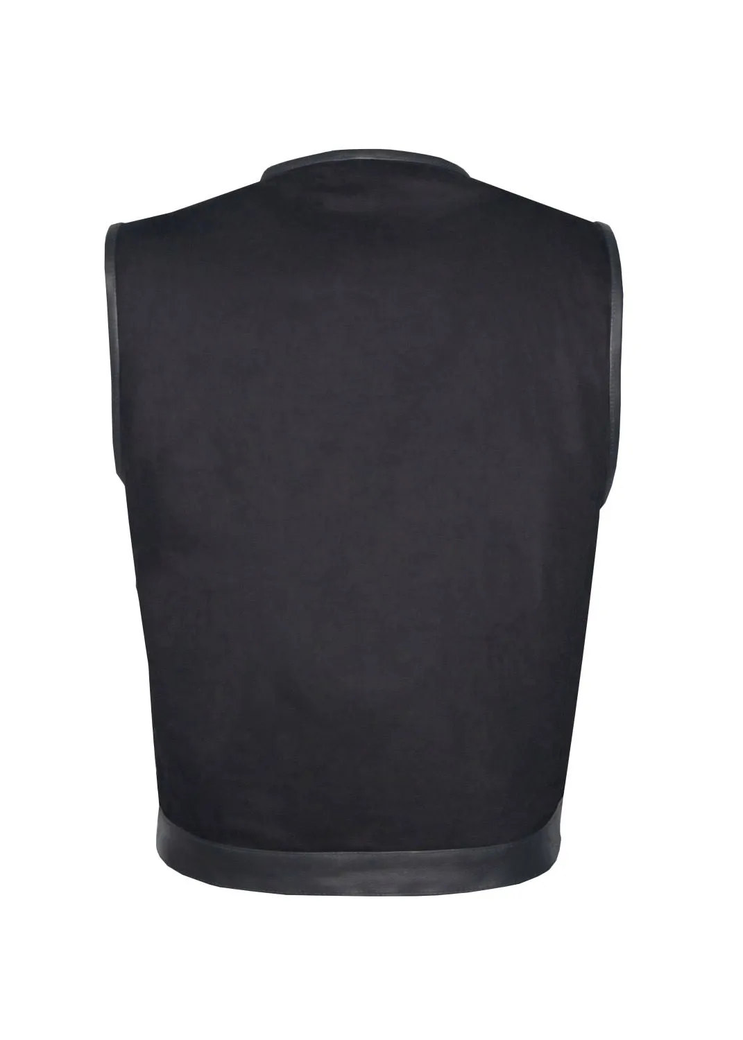 Mens Black Denim Club Vest With Black Liner & Snaps & Zipper Closure