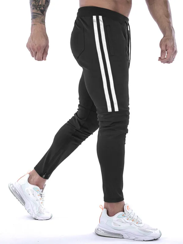 Men's Contrasting Stripe Zippered Training Sweatpants