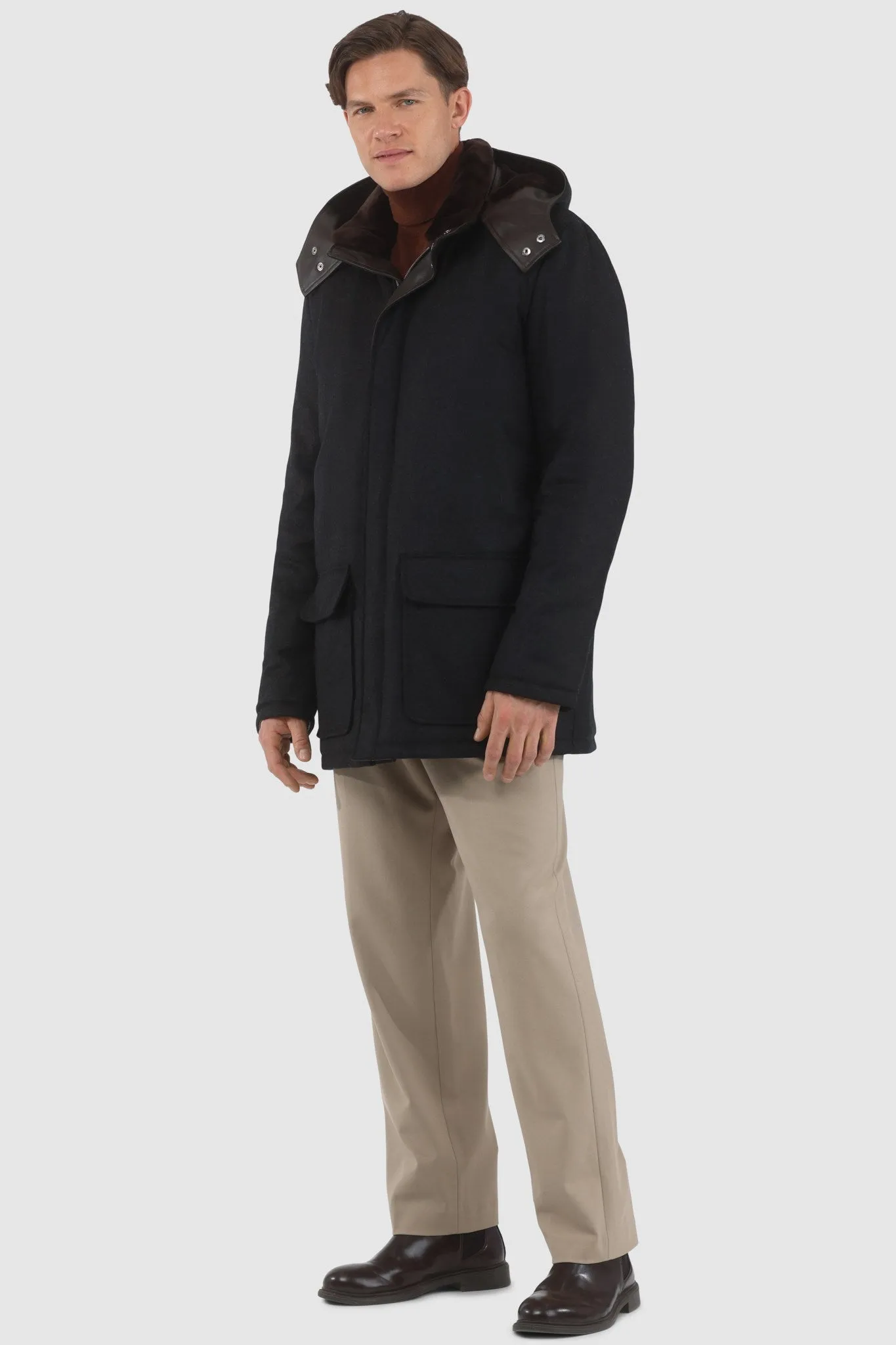 Men's Loro Piana Cashmere & Wool Parka with Select Shearling Lamb Lining