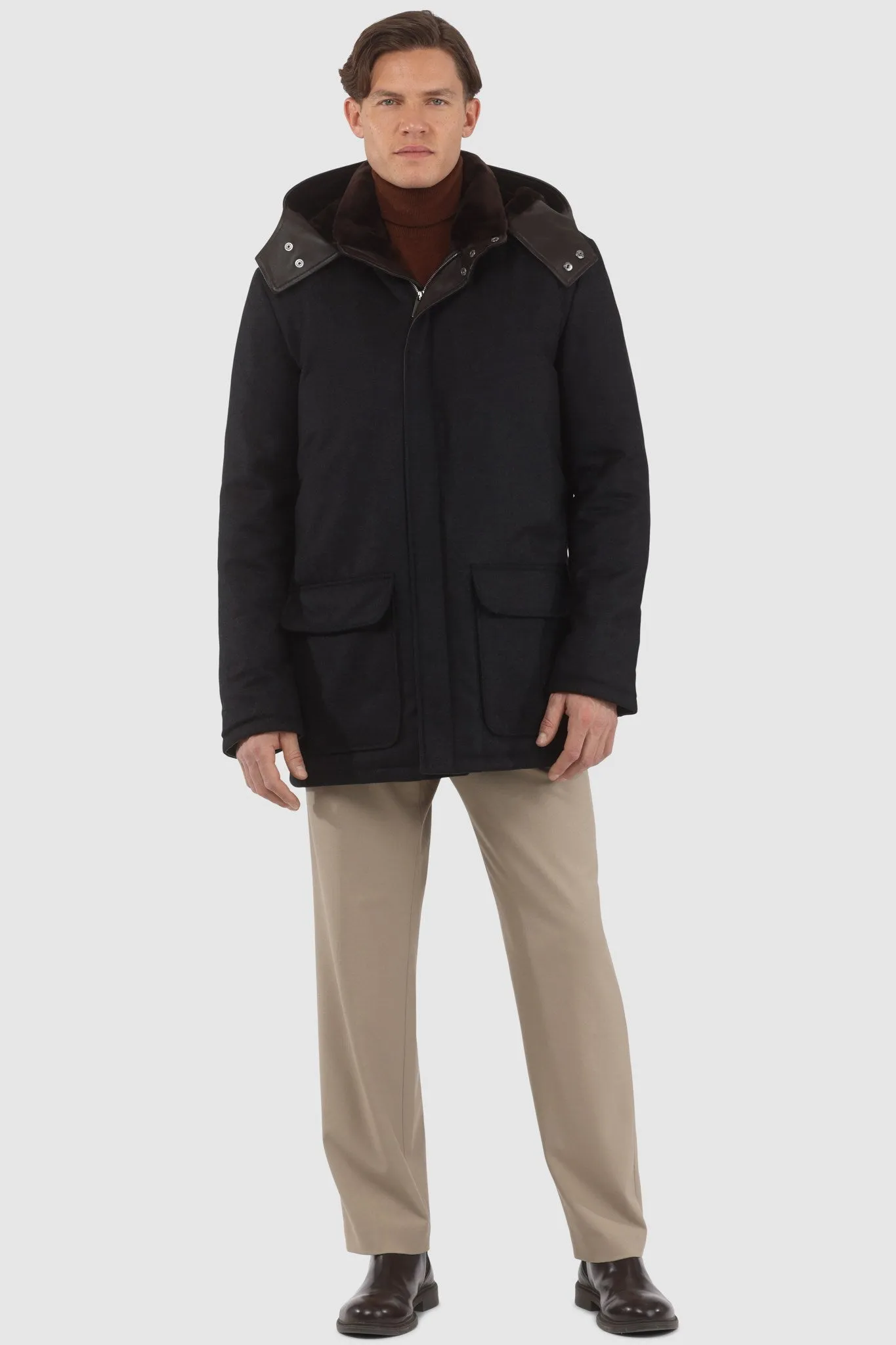 Men's Loro Piana Cashmere & Wool Parka with Select Shearling Lamb Lining