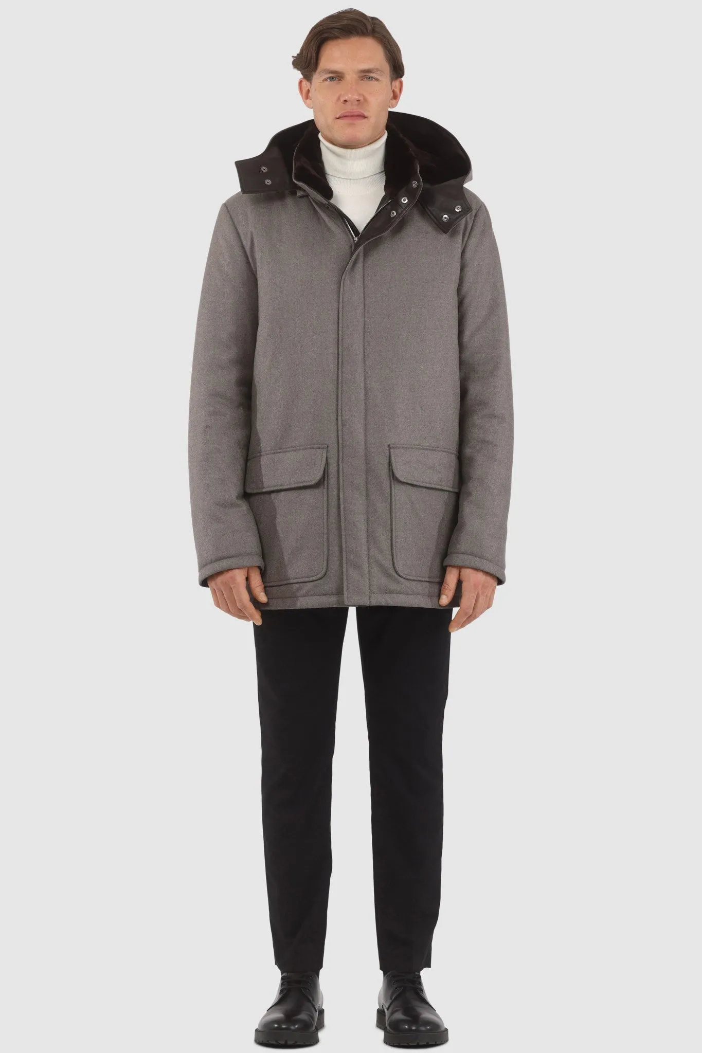 Men's Loro Piana Cashmere & Wool Parka with Select Shearling Lamb Lining