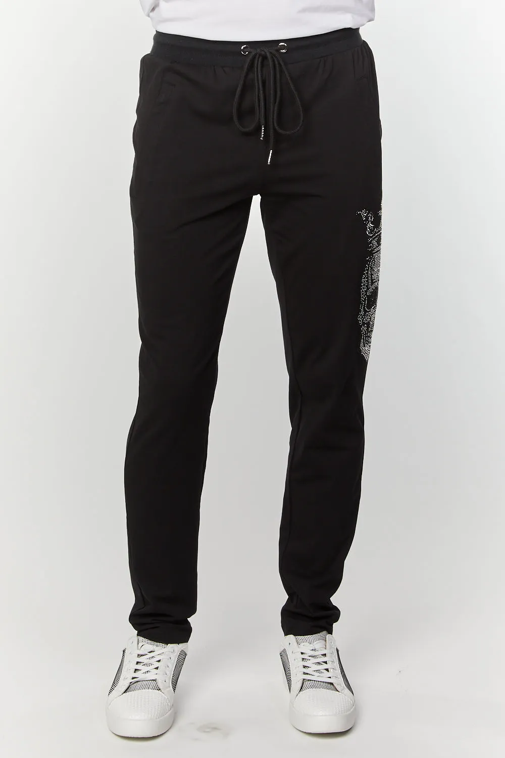 Men's Rhinestones Skull Slim Fit Sweatpants