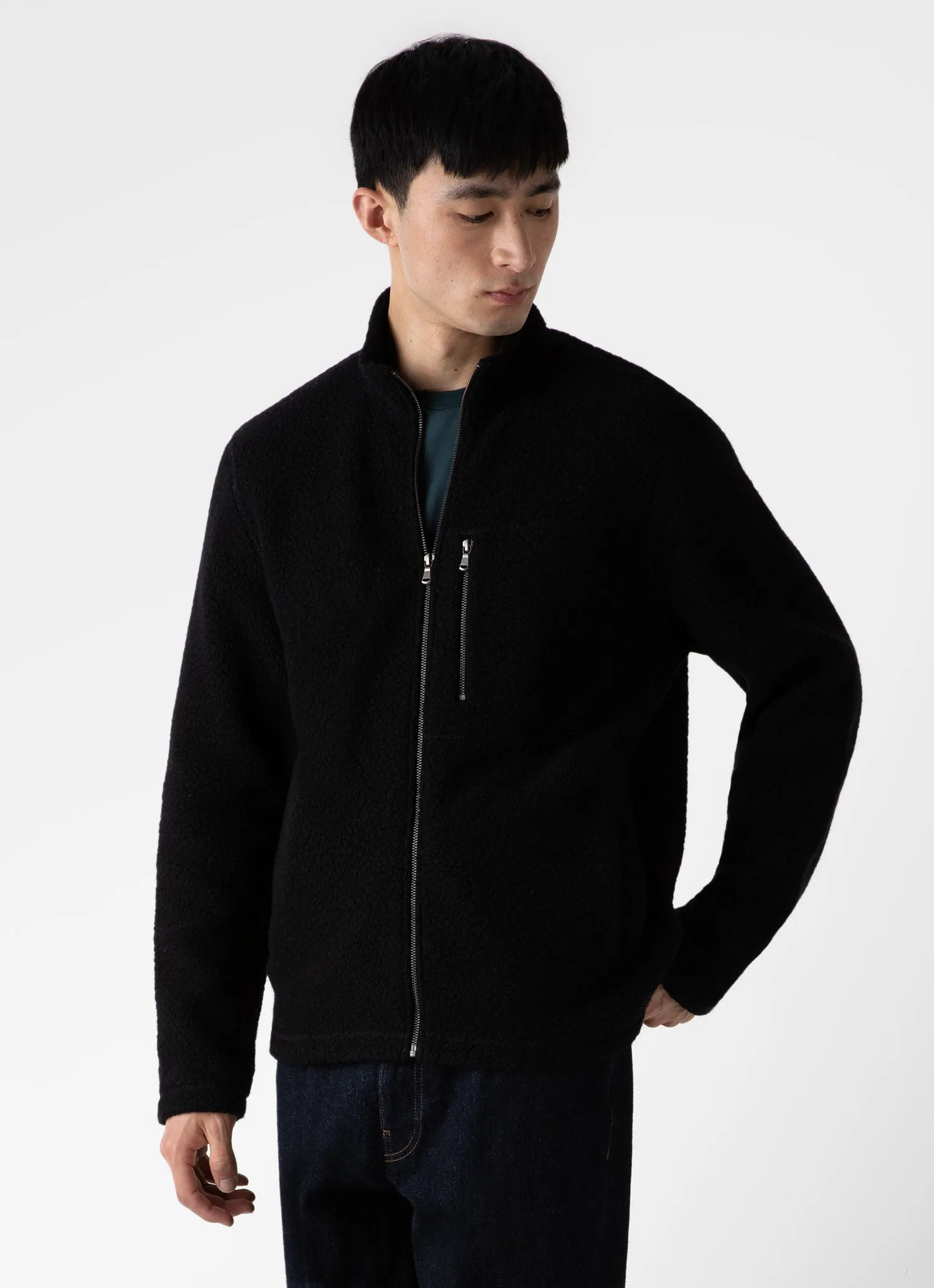 Men's Wool Fleece Jacket in Black