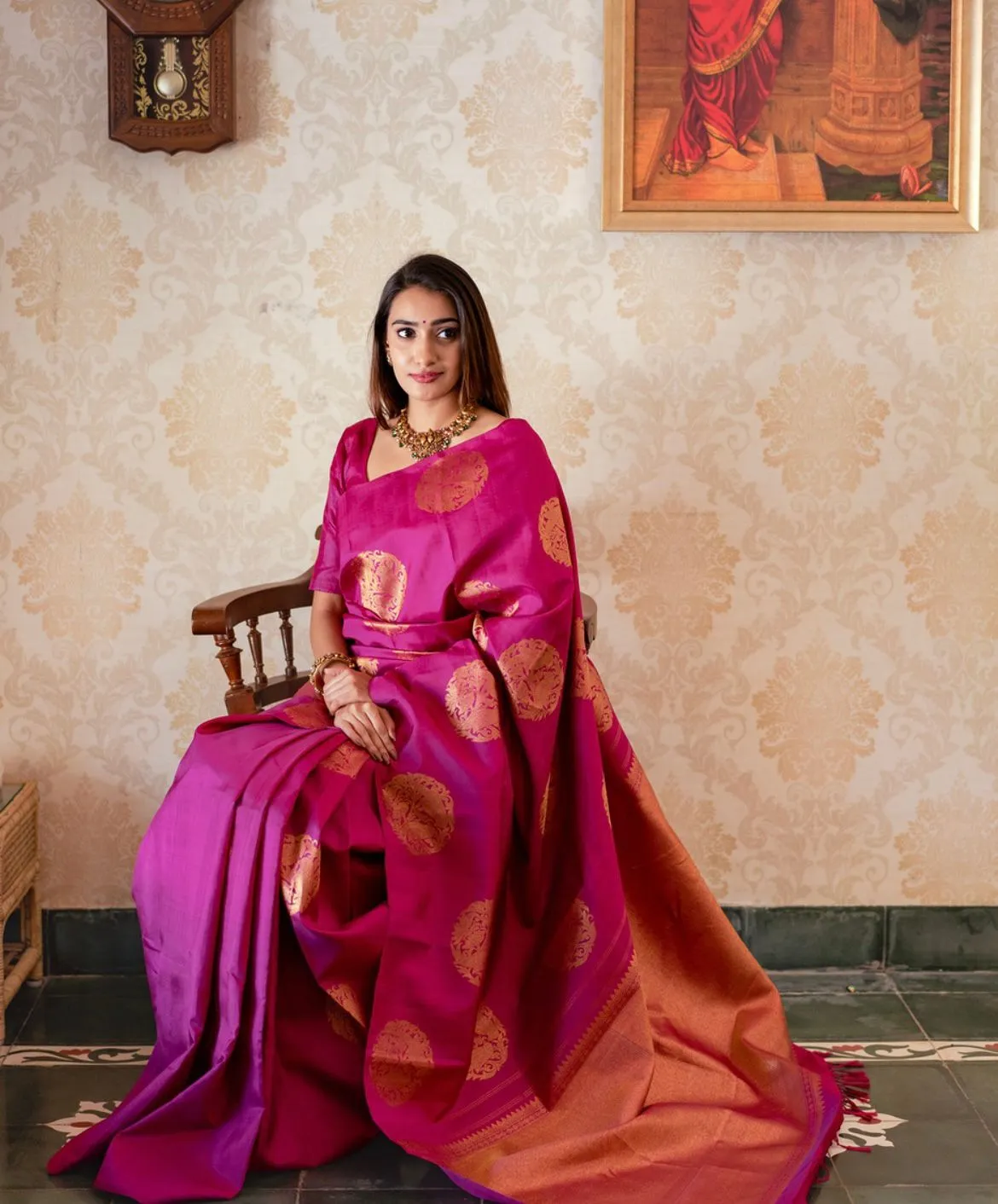 Mesmerising Dark Pink Soft Silk Saree With Skinny Blouse Piece