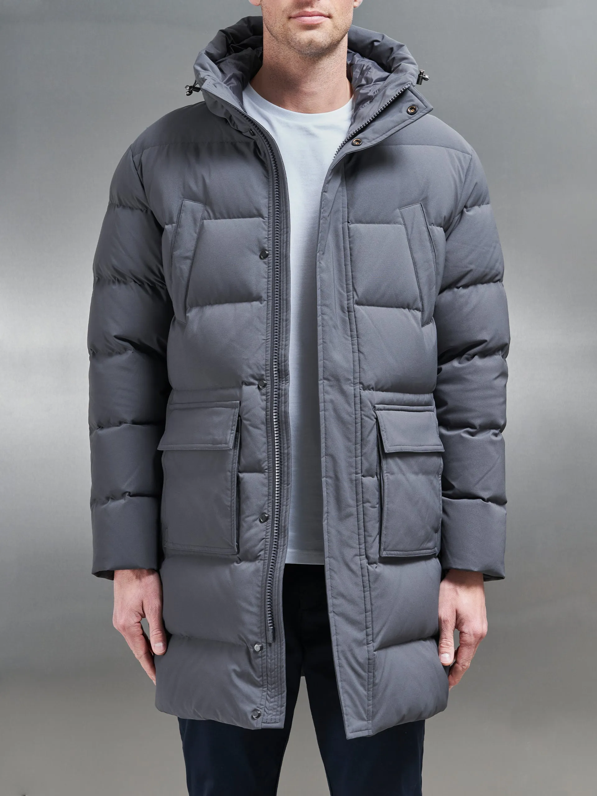 Mid Length Parka in Grey