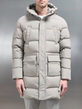 Mid Length Parka in Taupe