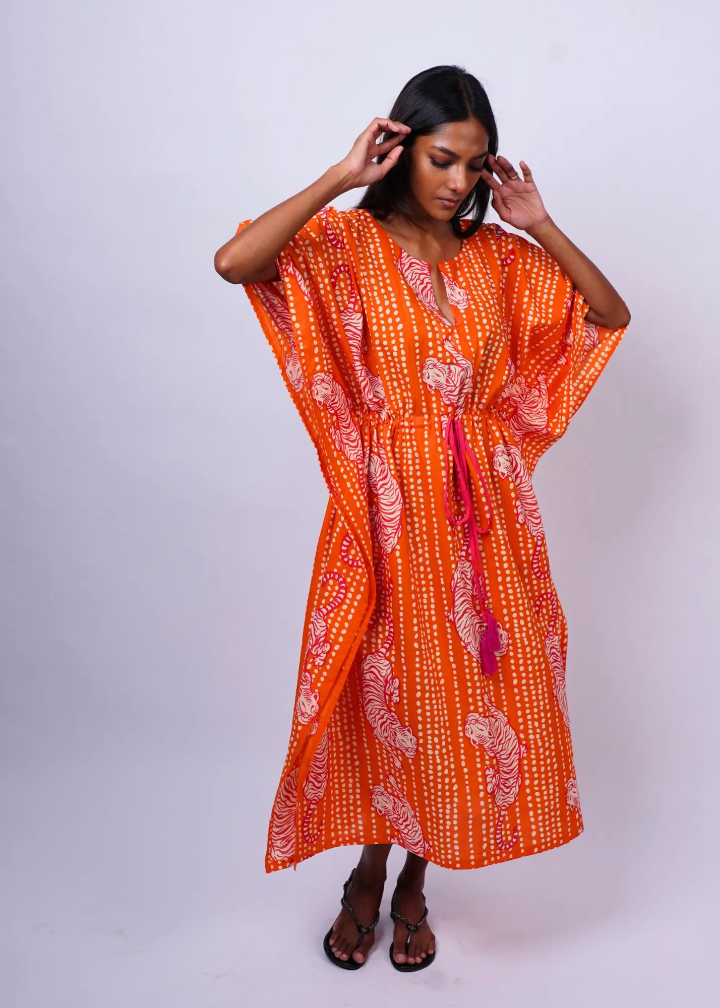 Midi Caftan - Coral Tiger