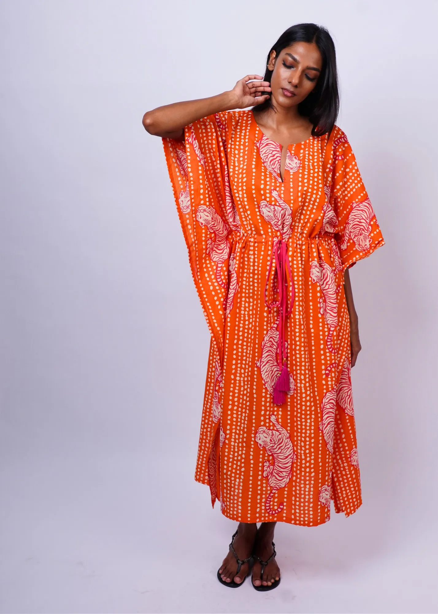 Midi Caftan - Coral Tiger