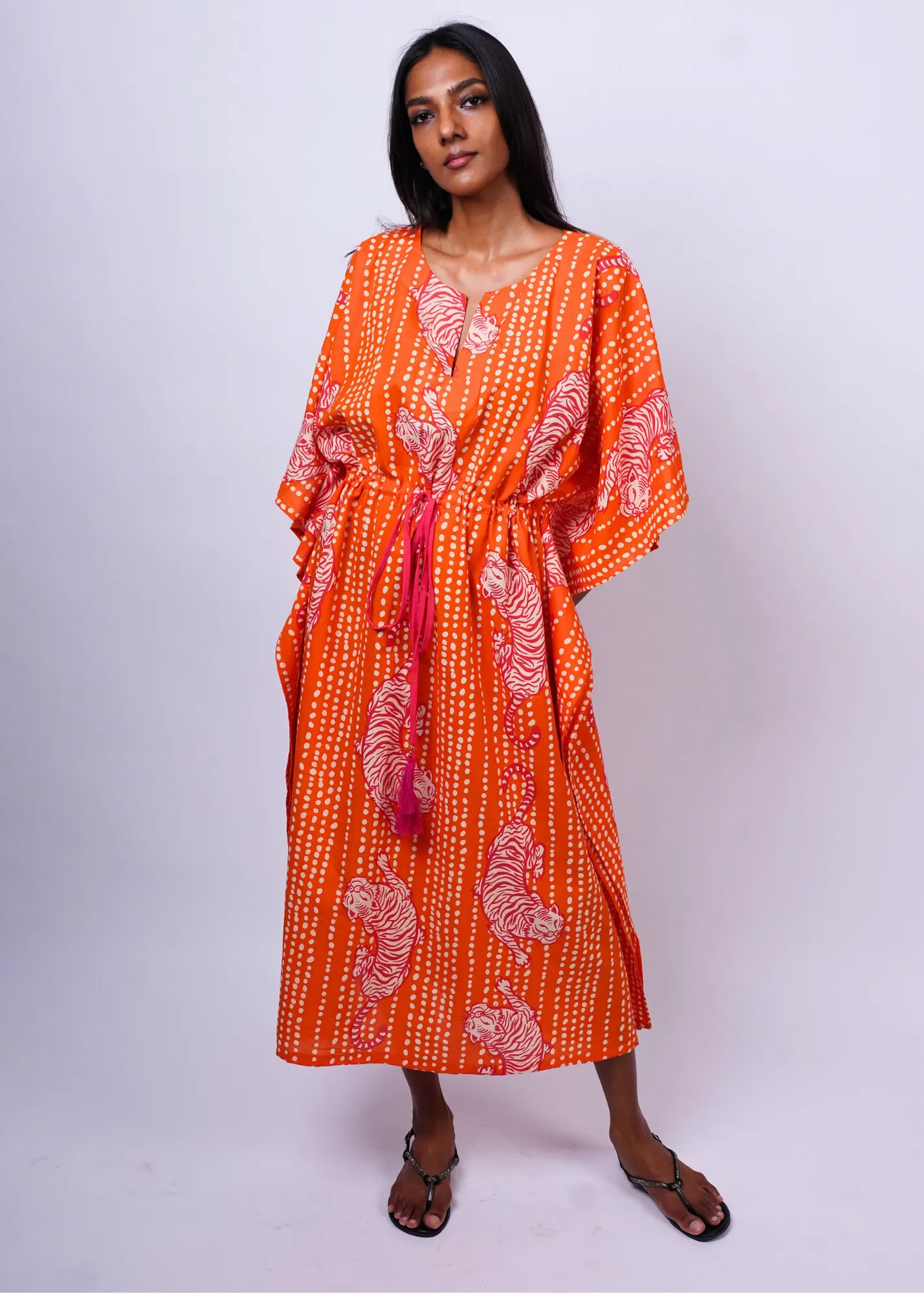 Midi Caftan - Coral Tiger