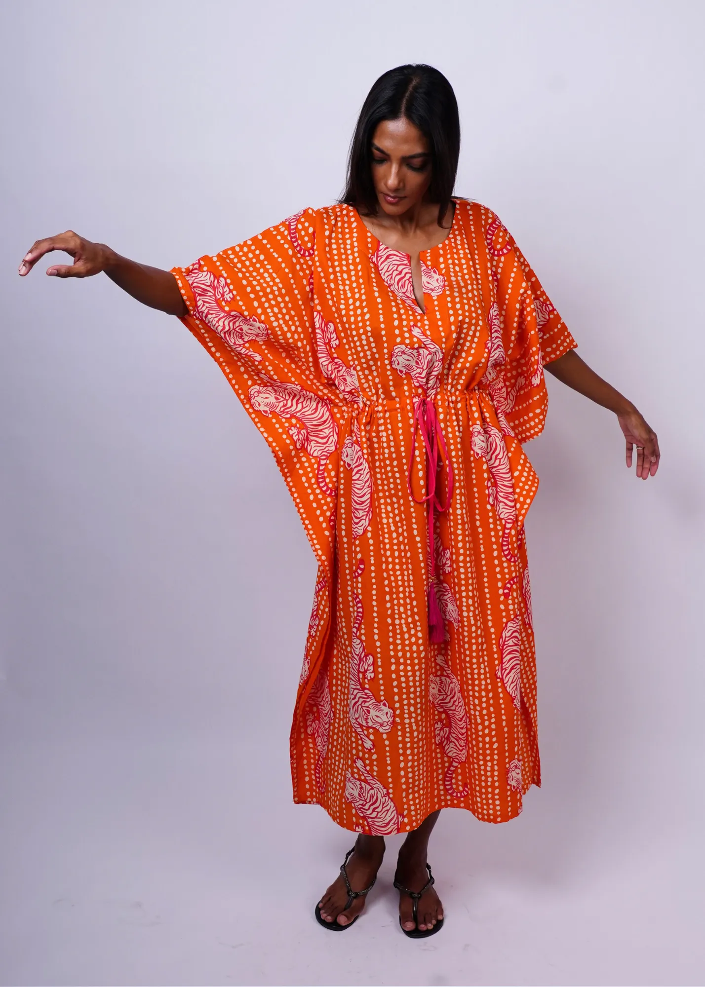 Midi Caftan - Coral Tiger