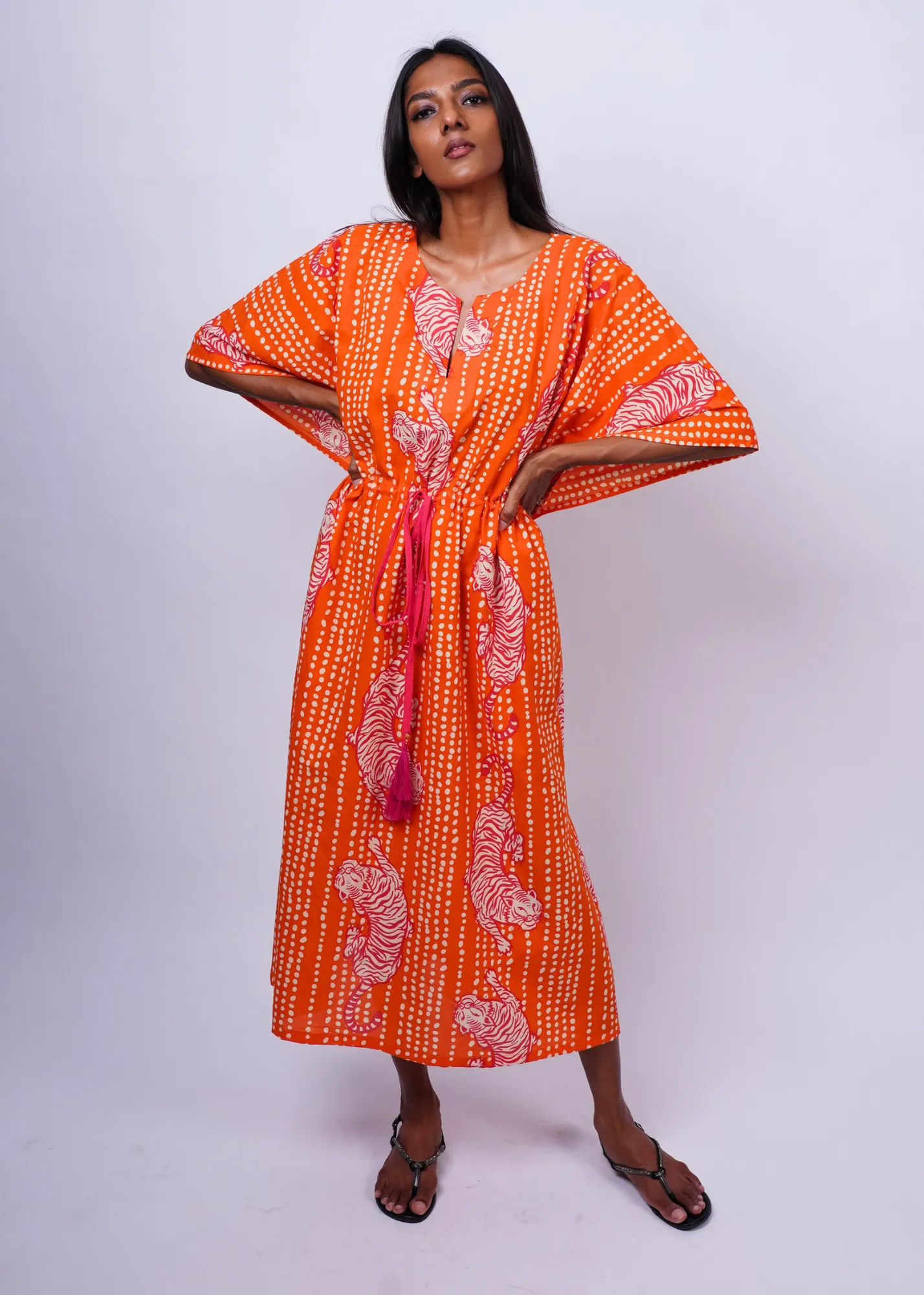 Midi Caftan - Coral Tiger