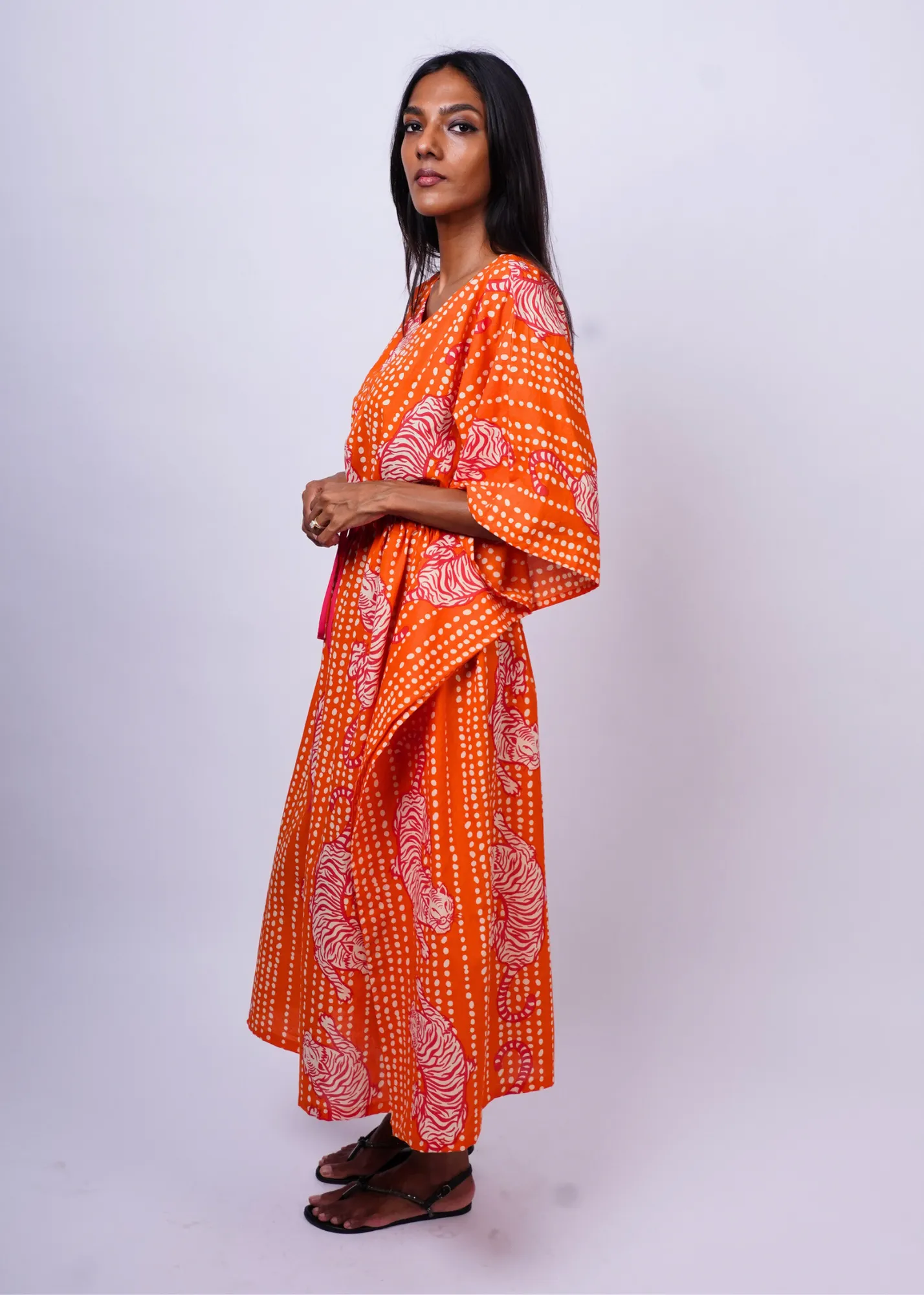 Midi Caftan - Coral Tiger