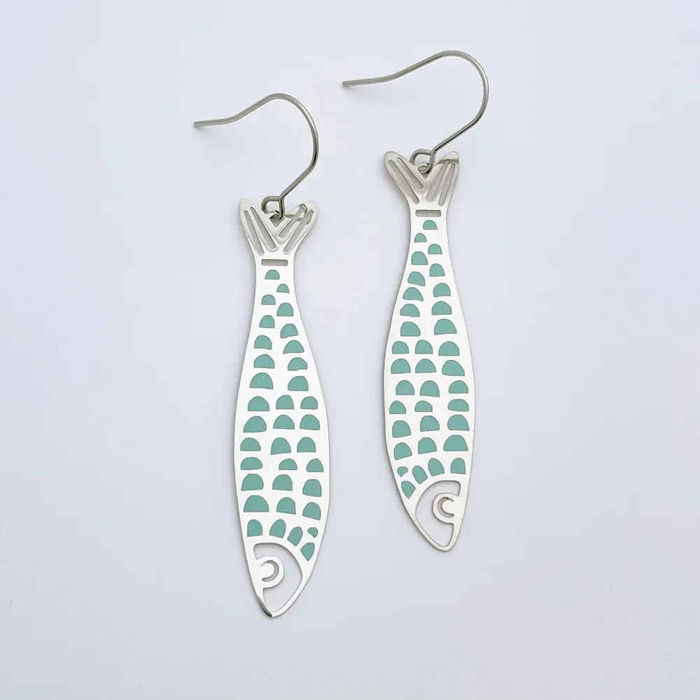 Midi Fishy Earrings - Silver & Blue