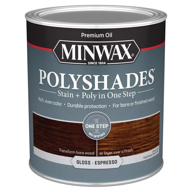 Minwax PolyShades Semi-Transparent Gloss Espresso Oil-Based Stain/Polyurethane Finish 1 qt