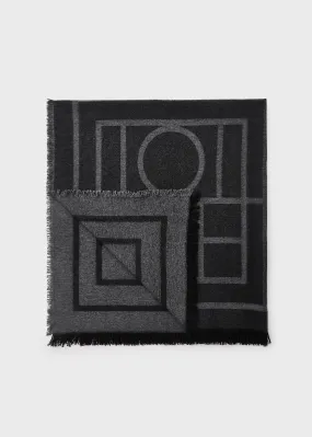 Monogram wool cashmere scarf dark grey monogram