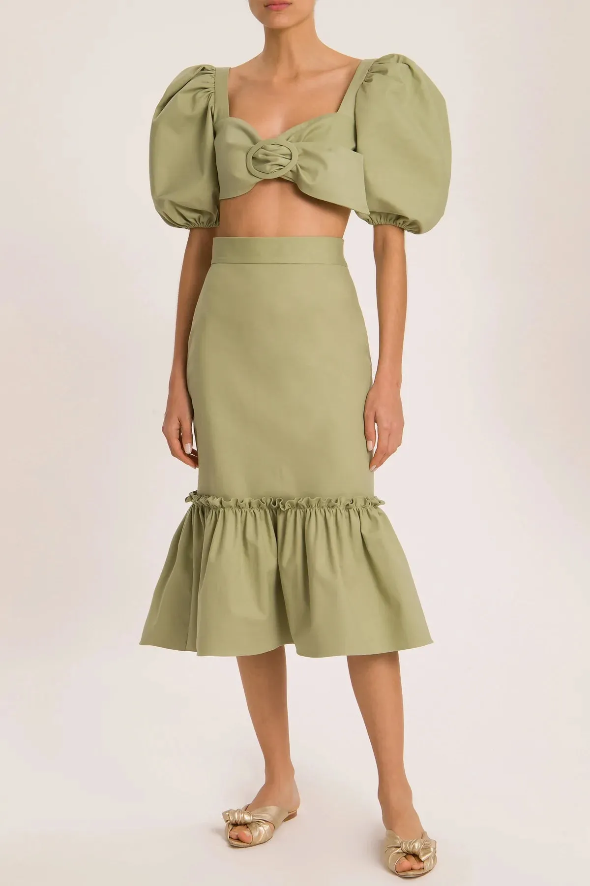 Muguet Solid Skirt With Ruffles