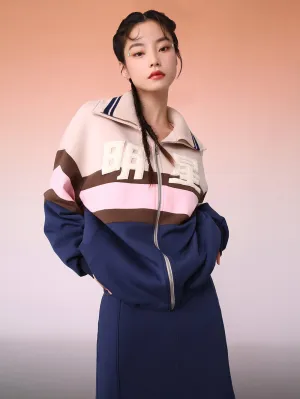 MUKZIN Pink and Blue Casual Track Jacket