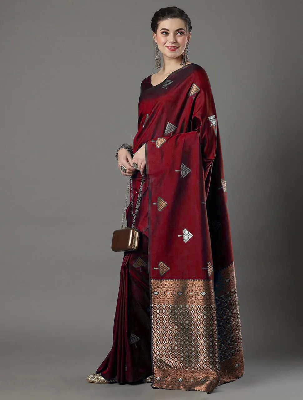 Murmurous Maroon Soft Silk Saree With Devastating Blouse Piece