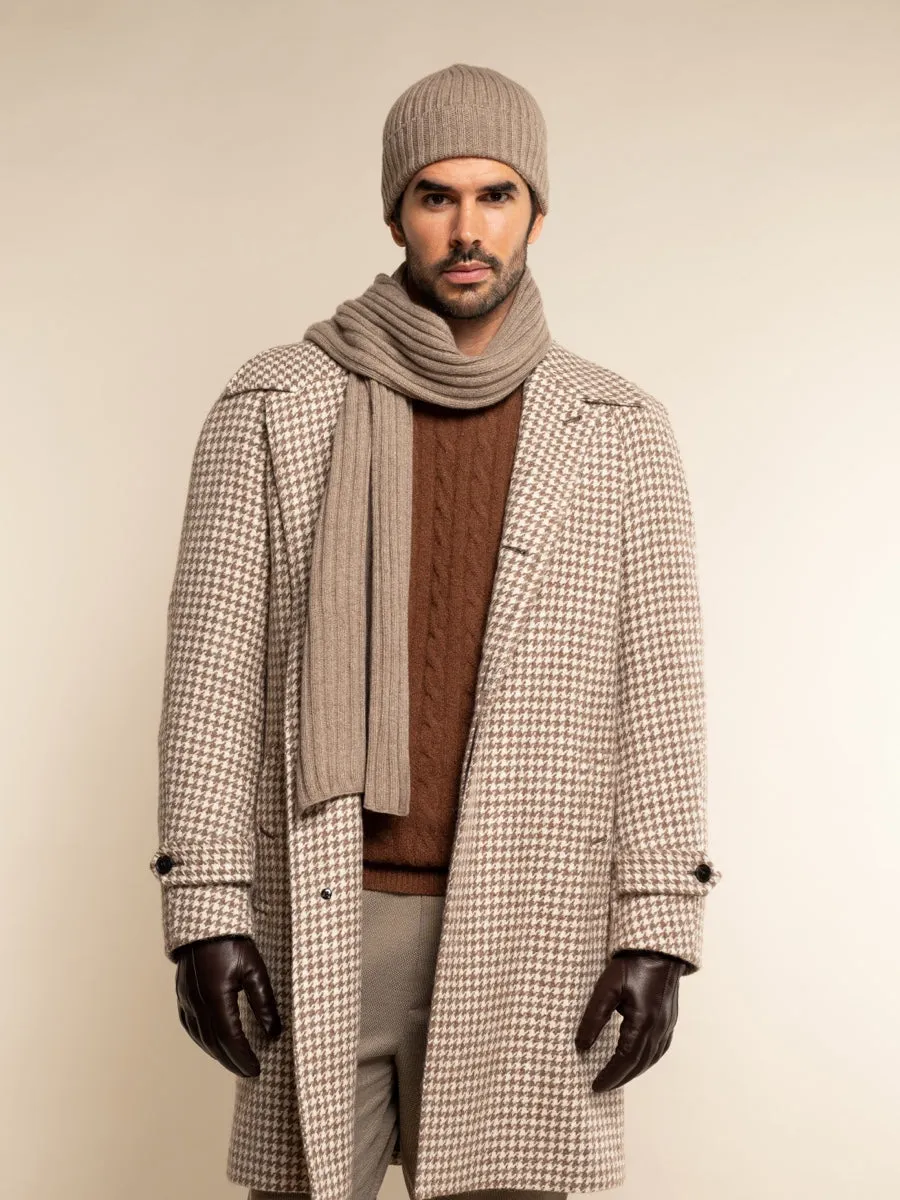 Napoli (brown) - 100% cashmere ribbed scarf (unisex)