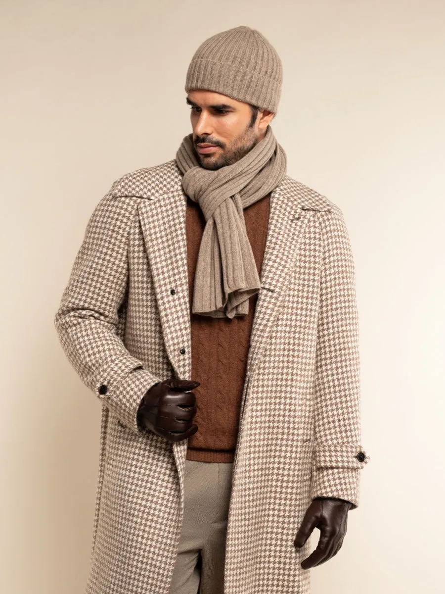 Napoli (brown) - 100% cashmere ribbed scarf (unisex)