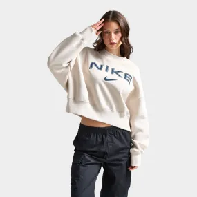 Nike Sportswear Women's Over-Oversized Logo Crewneck Light Orewood Brown / White - Armory Navy