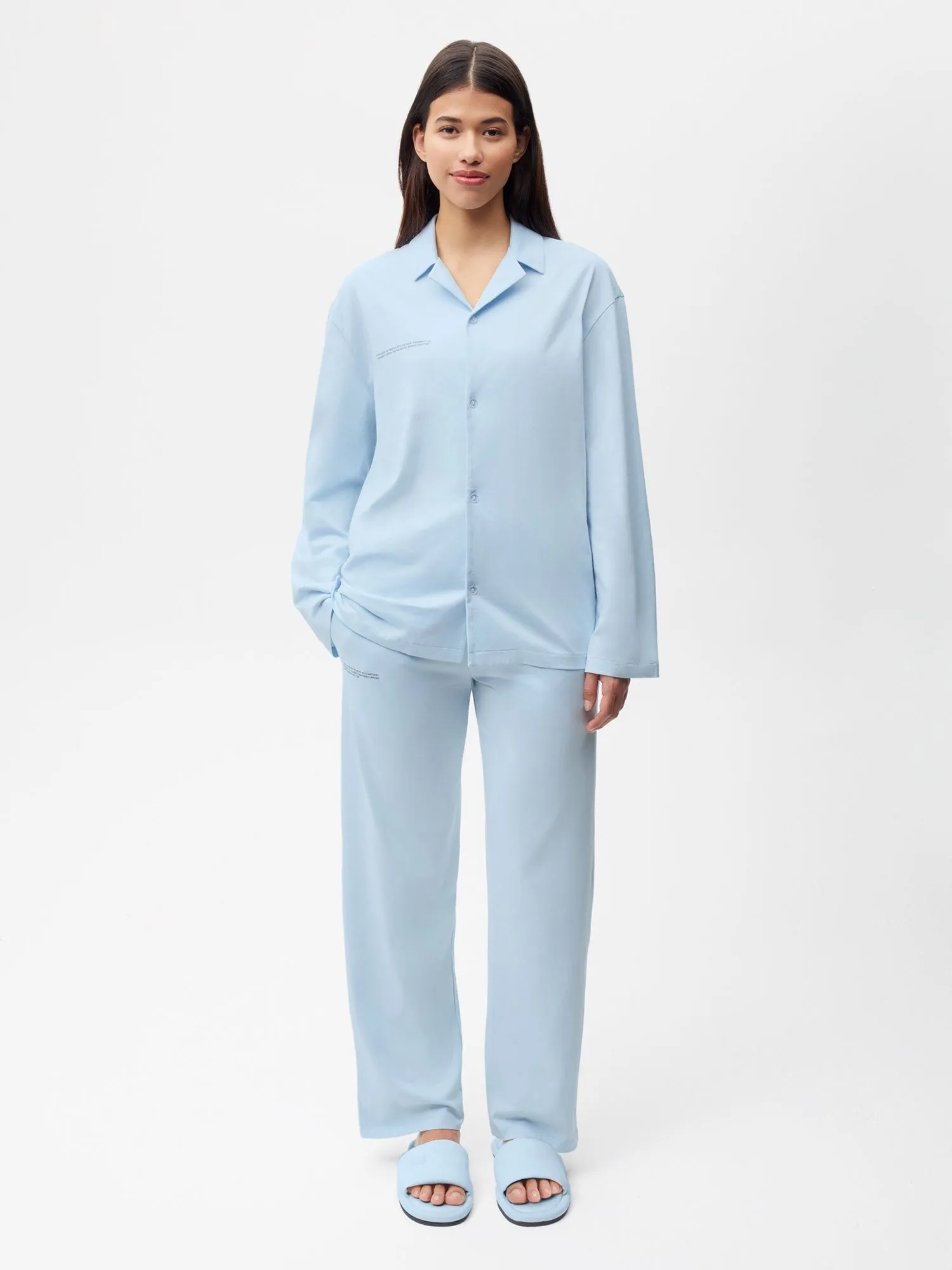 Organic Cotton Pajama Loose Track Pants—moonstone blue