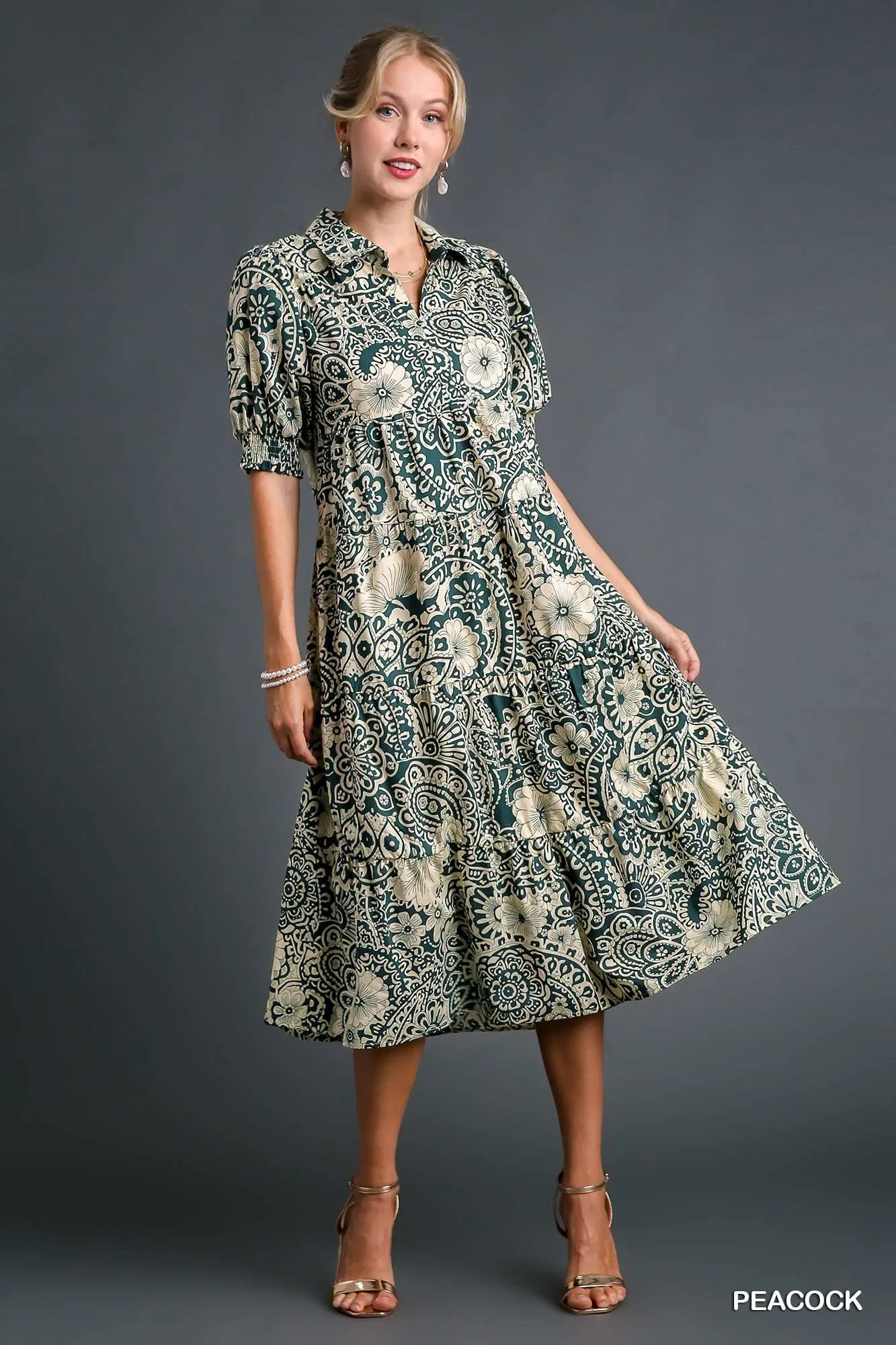 Pretty in Paisley Midi Dress - Peacock