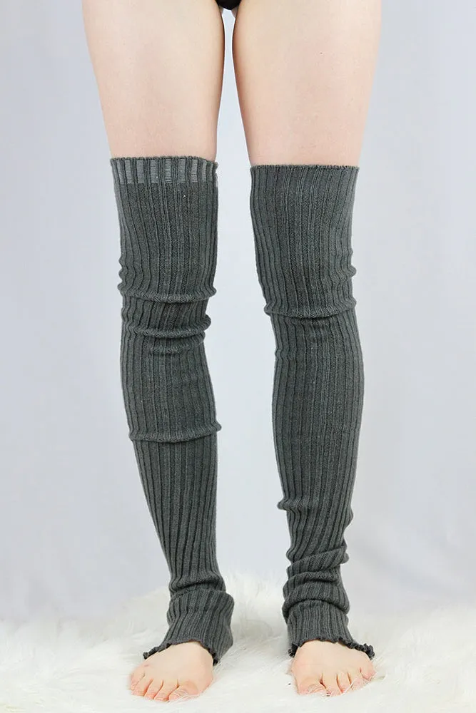 Rarr Extra Long Stirr-Up Knit Legwarmers Charcoal