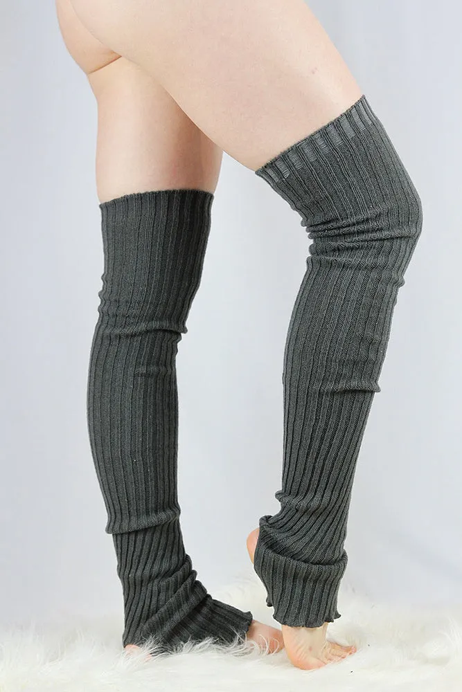 Rarr Extra Long Stirr-Up Knit Legwarmers Charcoal