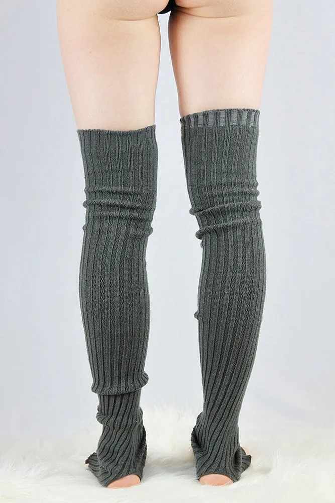 Rarr Extra Long Stirr-Up Knit Legwarmers Charcoal