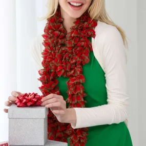 Red Heart Knit Holiday Plaid Scarf