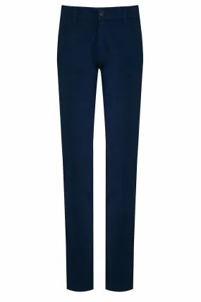 Regular Fit Side Pocket Low Waist Navy Cotton Casual Pants