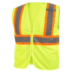 Revco VS2022-LM Lime ANSI Class 2 Two-Tone Polyester Hi-Vis Safety Vest (1 Vest)