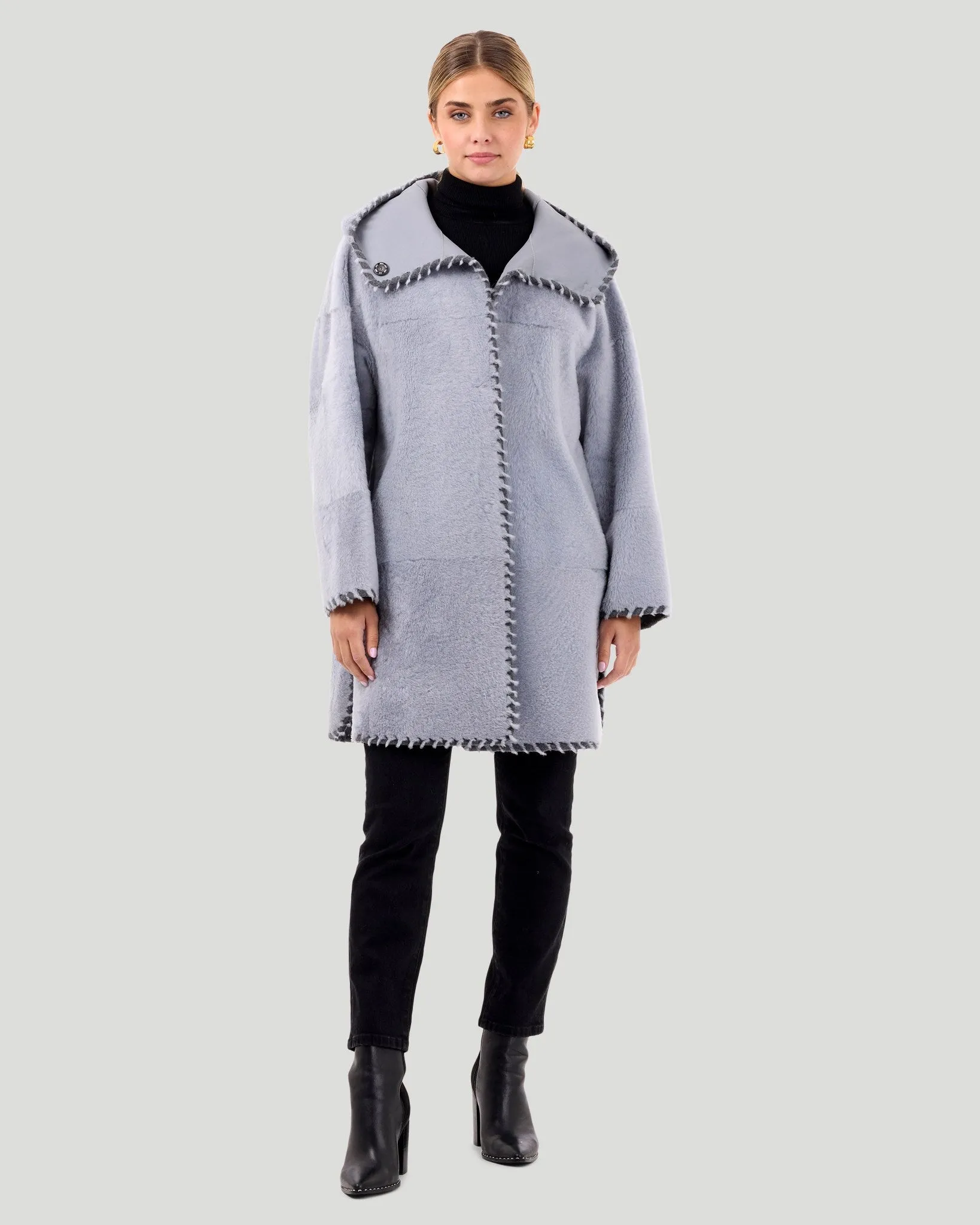 Reversible Select Shearling Lamb Parka with Wool and Cashmere Detailing