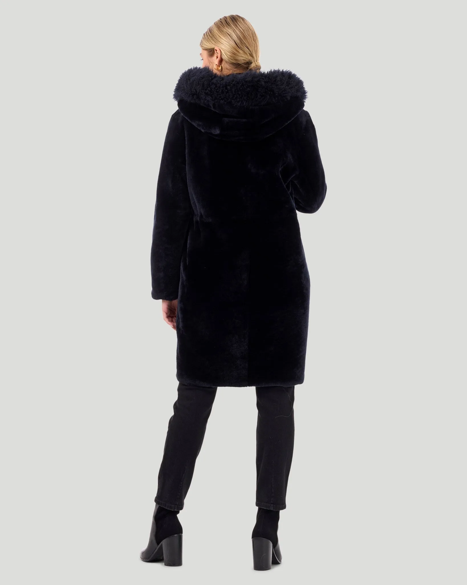 Reversible Shearling Lamb Parka with Select Cashmere Goat Trim